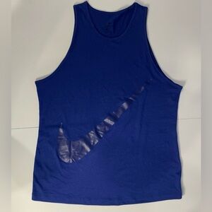 Nike Wome Tank TopSize Medium Blue Color 
Swoosh Logo DriFit Running Racerback